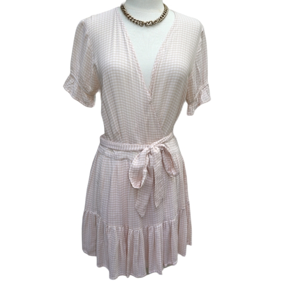 *SOLD* Faithfull the Brand Dress | Gingham Mini Liza Faux Wrap Flounce Dress - Picture 2 of 8